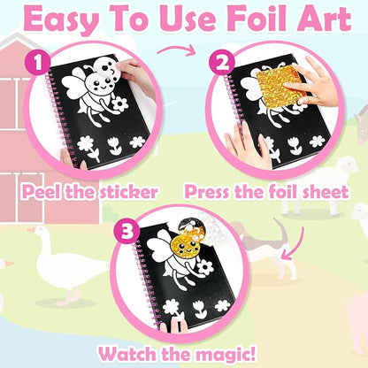 FUNNYB&G Foil Art Craft Activity for Kids - Gift for Girls Crafts Kits for Kids Fun Art Supplies DIY Creative Travel Toys, Birthday Gift Party Favor Toys for Girls Boys 4 5 6 7 8 9 Years Old(Insects)