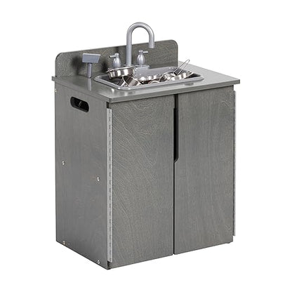 ECR4Kids Play Kitchen Sink, Wooden Playset, Grey Wash