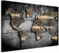 artgeist Canvas Wall Art Print World map 35x24 in - 1pcs Home Decor Framed Stretched Picture Photo Painting Artwork Image Prints map Continents Modern Art Black Gold Abstract k-A-0498-b-a