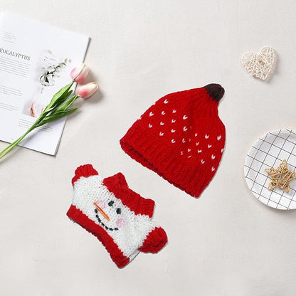 17cm Doll Clothes Christmas Accessories Outfit for 17cm Dolls (NO Doll)(Sweater+Christmas Hat/Scarf)