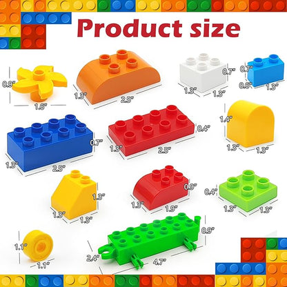90 Pcs Classic Building Blocks Set for Toddlers 3-6, Large Building Bricks Train Educational Toy STEM Toys Compatible with Major Brands Gift for Kids