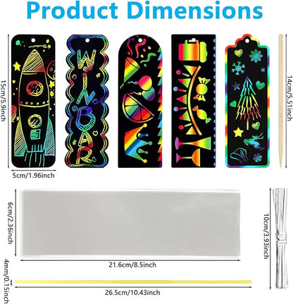 PEASUG Scratch Art, 40 Sets 5 Styles Scratch Art for Kids, Rainbow Scratch Paper Art Sets, Magic Black Scratch Off Paper Eid Bookmarks Gifts for Kids, DIY Art Craft Party Favors Easter Crafts