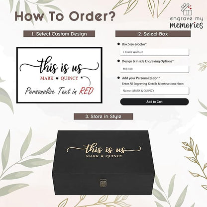 Personalized Wedding Memory Box for Keepsakes Custom Engraved Keepsake Box for Bridal Gifts Photos Jewelry Mementos - Storage Boxes for Valentine's day Newlyweds Anniversaries Engagement Bridal Shower