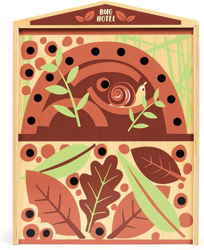 Tender Leaf Toys - The Bug Hotel - 13 Wood Garden Bugs with Shelving Unit and Front Panel - Made for Little Hands - Open-Ended Nature Play - Science Learning Toy for Boys and Girls - Age 3+