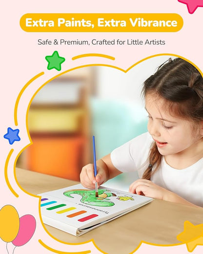 TECJOE 3 Pack Paint with Water Coloring Books for Toddlers, Watercolor Paint Set with 6 Brushes, Painting Activity for Kids Ages 4 5 6 7 8, Christmas Gift Arts & Crafts Toy, Princess, Dinosaur & Sea