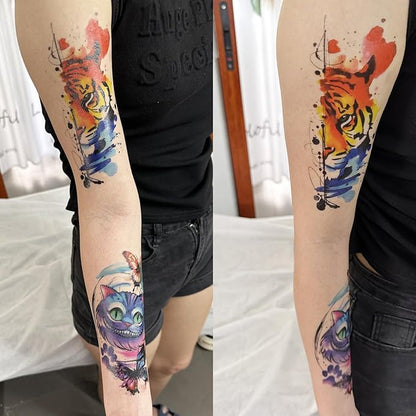 Roarhowl Temporary Tattoos for Adults and kids, Watercolor Art, DIY Stickers,Waterproof temporary tattoo (Medium)