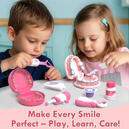 Lehoo Castle Doctor Kit for Toddlers 3-5 Girls, Kids Dentist Play Set, Toys for 3 4+ Year Old Girls, Pretend Play for Toddlers, Kids Doctor Playset, Medical Kits for Boys 3 4 5
