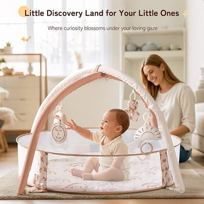 Crisschirs 6-in-1 XL Large Baby Gym & Ball Pit, Play Mat & Play Gym, Combination Baby Activity Gym with Milestone Cards for Sensory Exploration and Motor Skill Development, Balls are not Included