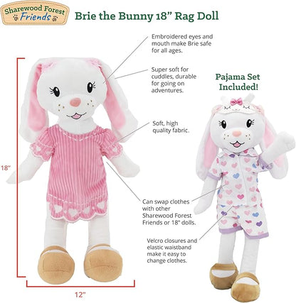 Plushible Soft Baby Doll, 18 Inch Bunny - Plush Rag Doll with 2 Clothing Sets, My First Plush Toy for Girls, Boys & Infants, Soft Baby Stuffed Toy, Adorable Companion for 1 Year Old & Up