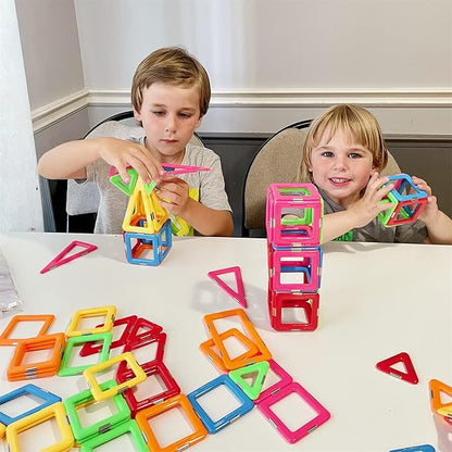 Coodoo Upgraded Magnetic Blocks Tough Tiles STEM Toys for 3+ Year Old Boys and Girls Learning by Playing Games for Toddlers Kids, Compatible with Major Brands Building Blocks - Starter Set