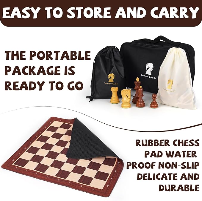 20'' Tournament Chess Set Foldable Silicone Chess Board Game Chess Pieces 3.8'' King Height Portable Travel Roll up Chess Game Set for Adults and Kids with Storage Bag Family Board Game