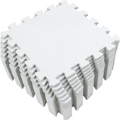 Yostrong® 18 Tiles Interlocking Puzzle Foam Baby Play Mat for Playing - EVA Babies Crawling Mat | Rubber Floor Work Out Mats for Home Gym. White. YOC-Ab18N
