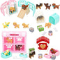 TQQFUN 32 PCS Dog Figures Play Set, Pet Care Center Pretend Play Set with Realistic Puppy Toys, Educational Gifts for Girls and Boys Ages 3 4 5 6
