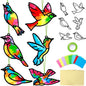 Qyeahkj 36 Set Bird Suncatchers Crafts for Kids DIY Bird Window Tissue Paper Craft Kit Animal Hanging Decor for Summer School Home Activity Art Project Birthday Party Favor Gift
