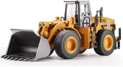 1/40 Scale Diecast Four Wheel Loader Truck Toy, Metal Construction Equipment Bulldozer Models for Kids