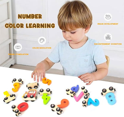 Number Train Set for 1 2 3 Year Olds, Educational Toy Cars for Toddlers, Montessori Learning Toys for Boys and Girls (Red)