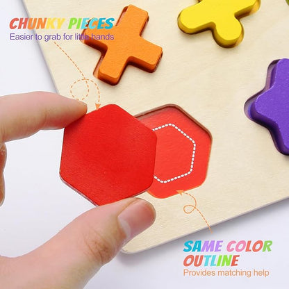 Wooden Puzzles for Toddlers, Number Shape Toddler Puzzles, Number Blocks Toys for Kids, Preschool Learning Educational, Toddler Learning Toys for Gift Set