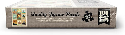 MyPuzzle World Travel, Collage, Vintage Poster - Premium 100 Piece Jigsaw Puzzle for Adults