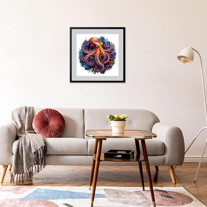 Wooden Jigsaw Puzzle 500 Pieces for Adults - Vibrant Colorful Octopus Art Puzzle, Challenging Family Leisure Game, Unique Home Decor & Gift Idea