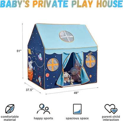 TTLOJ Gift for Christmas Outer Space Style Play Tents for Boys Girls, Large Playhouse Castle Toy for Toddler Play House, Teepee Tent Indoor Outdoor (Ball Lights NOT Included