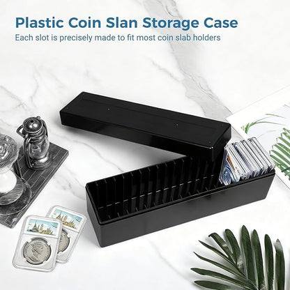 Coin Slab Storage Boxes, 3 Packs Coin Holder Organizer Boxes with 20 Slots, Plastic Coin Storage Cases Set for 60 Coin Slabs, Compatible with PCGS NGC PMGab Coin Holders(Include Boxes Only)