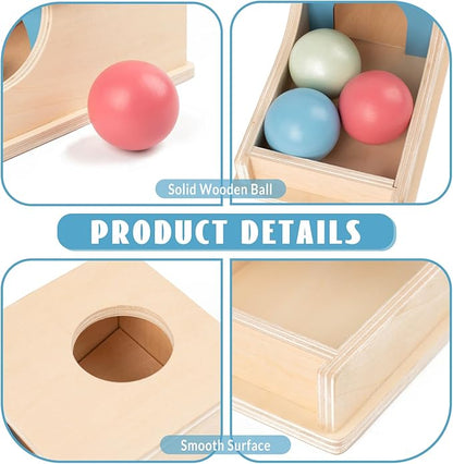 Busy edition Montessori Toys for Babies 6-12 Months, Wooden Object Permanence Box, 9 Month Old Baby Toys, Preschool Developmental Toy for Infant, Toddler Ball Drop Toy Girl Boy Gift