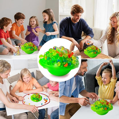 Marble Balance Game, Family Game,1–4 Players Fun Party Board Game for Kids & Adults, with 60 Colorful Marbles, Perfect for Parties