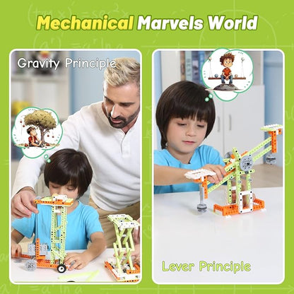 Robot E STEM Kits - Includes Large Storage Organizer, 14 in 1 Electric Building Toys with Learning Materials, Educational Construction Science Kit for Kids 8-10 10-12 Christmas Birthday Gift