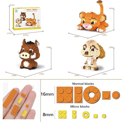 Lion, Warthog, Meerkat Mini Building Blocks Sets, Not Compatible with Lego Animals, 1856 PCS Micro Mini Building Toy Bricks for Adults, Party Favors for Kids Boys Girls 14+