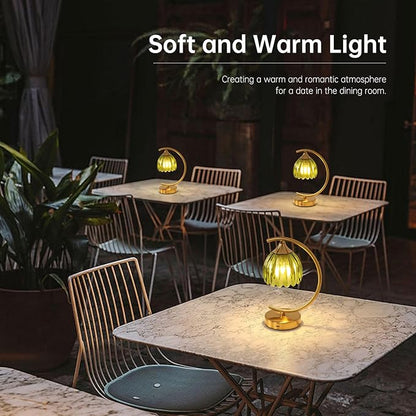Cordless Table Lamp with 5200mAh Battery & Touch Control - 3 Adjustable Color Temperatures Bulb, Rechargeable Small Table Lamps for Living Room, Bedroom, Office Desk, Nightstand (Green Tulip)