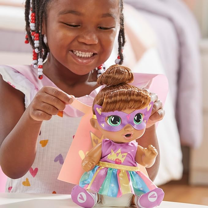 Baby Alive Super BFF Sophia Sparkle Brown Hair Dress Up Baby Doll Playset, 11 Inches, Toys for 3 Year Old Girls & Boys & Up (Amazon Exclusive)