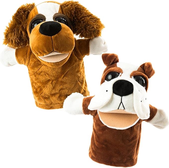 Animal Hand Puppets Set for Kids & Adults - 12.5" Premium Quality Soft Plush Toys with Movable Mouths - Perfect for Storytelling, Teaching, Preschool, Role-Play - Durable, Vibrant, Educational Puppets