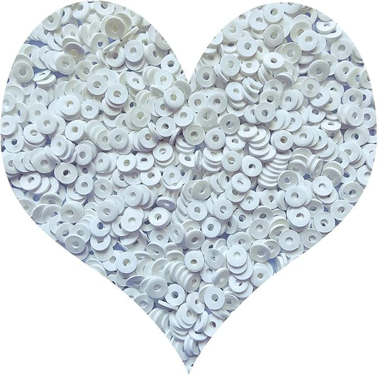 3000Pcs Clay Beads Flat Round Polymer Bead Vinyl Heishi Beads Flat Round Polymer Bead Flat Clay for Jewelry Making Necklace Bracelet (01-White)