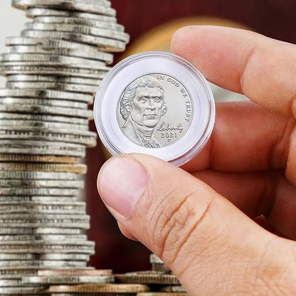 SPLF 100 Pieces 30mm Coin Capsules and 5 Sizes (17/19/21.5/25/27/29.5mm) White Protect Gasket Coin Holder Case with Plastic Storage Organizer Box for Collection Supplies
