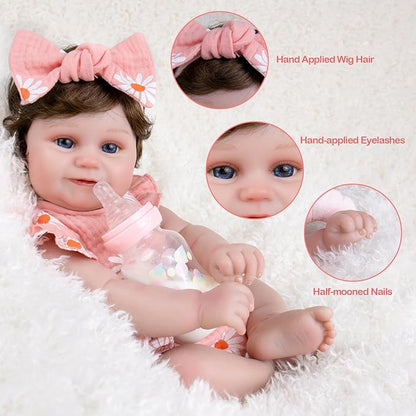 Aori Reborn Baby Dolls Girl - 20'' Lifelike Realistic Newborn Baby Weighted Cloth Body Baby Doll with Magnetic Pacifier & Feeding Accessories Collectible Reborn Toddler Doll Gift for Girls Kids 3+