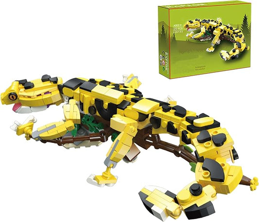 370 PCS Micro Brick Leopard Gecko Building Sets,Reptile Lizard Building Kit, Animals Botanical Collection Model for Adult Toys,Home Decor and Office Art Creative Gift,for Teens Ages 6+ Kids