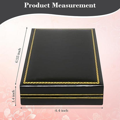 Novel Box Black Jewelry Box for Necklace 4.4x6.25x1.4 Inch - Faux Leatherette Jewelry Display Gift Boxes - Soft Velvet Interior Necklace/Pendant Storage Cases for Proposal Engagement Wedding Birthday