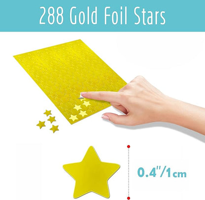 12456 Star Stickers - 12100+ Colorful & 288 Gold Foil Stars, 14 Colors & Designs for Reward Chart (3/8')