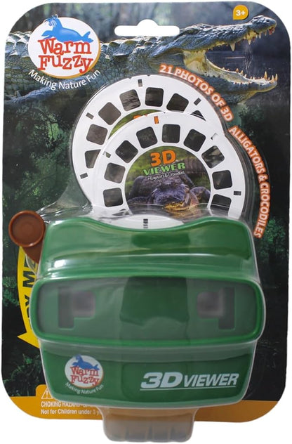 WARM FUZZY Toys 3D Viewfinder (Alligator) - Viewfinder for Kids & Adults, Classic Toys, Slide Viewer, 3D Reel Viewer, Retro, Vintage Toys with 3 Reels - Contains 21 High Definition 3D Images