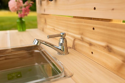 Noble Toys Mini Mud Kitchen with Functional Sink for Kids | Pretend Play Toddler Table with Running Water | Outdoor Playset Working Sink | Real Wooden Kitchens | Preschool Equipment