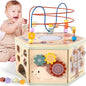 aiwo 7-in-1 Activity Cube for Toddlers 1-3 Montessori Toys, Wooden Large Activity Center for 1 Year Old Baby, Educational Sensory Learning Toys for Boys and Girls Birthday Gifts