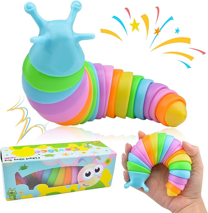 Cevioce Sensory Slug Fidget Toys,Fidget Slug Toys for Adults & Kids Party Favors,1 PC Cute Autism Sensory Toys for Autistic Children,Toddler Christmas Stocking StuffersTravel Toys for 3+