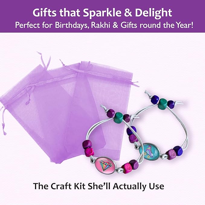 Chalk and Chuckles Bracelets Art and Crafts for Kids | DIY Bracelet Jewelry Kit for Kids Ages 7+ | Creative Gifts for Girls and Boys 7, 8, 9, 10, 11,12 Years | 8 Bracelets | Creative Art
