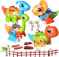 Dinosaur Toy Set for Kids Ages 3-5, Magnetic Mix or Match Dino Toys with Lights & Sounds, 24 Pcs Kits Include Flash Cards and Dinosaur Egg, Creative STEM Educational Gift for Boys and Girls