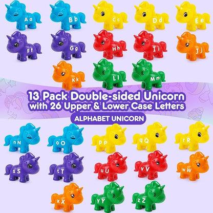 TSYAN Matching Letter Montessori Toys for Toddlers,ABC Unicorn Alphabet Preschool Learning Activities Classroom Must Haves Sensory Sorting Educational Toy Sets for Kids Toddler 3 4 5 6 Years Old…