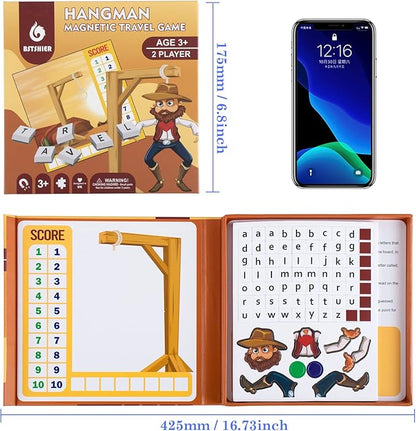 Magnetic Hangman Board Game for Kids Ages 4-10 - Reusable Travel Toys with - Airplane Educational Road Trip Essentials Screen-Free Learning,Easter Gift