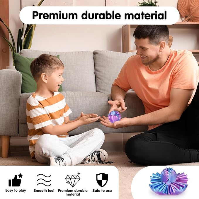 Gear Ball 3D Printed Cube Fidget Toy,Gear Sphere Fidget Toys,Sensory Toys for Stress and Anxiety Relief, Desk Toy Fidget Spinners,Stocking Stuffers for Adults & Kids Gift (Light Purple Blue, 2.3 Inch)