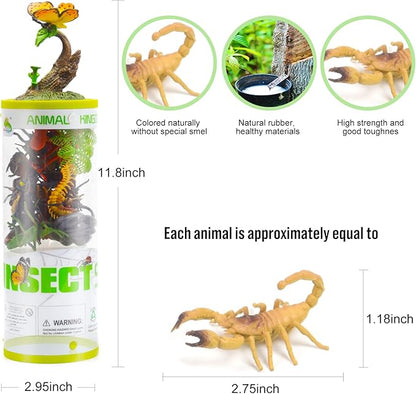UNIQUE KIDS Mini Insect Figure Creatures in Tube 15 pcs Set | Realistic Tiny Little Animals for Sensory Bin, Birthday Party Favor, Toddler 3-5 (Insect)