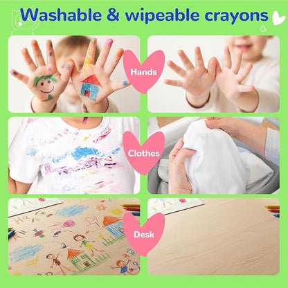 M&G 12 PCS Twist Gel Crayons for Kids Toddlers,Non-Toxic Crayon Set for Glass and Paper with Clear Plastic Crayon Case, Art Supplies for Coloring Book for Gifts and School Projects
