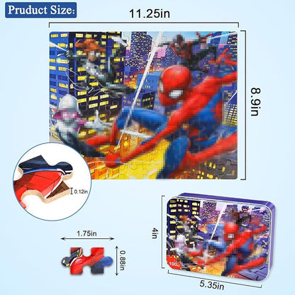 Puzzles for Kids Ages 4-8,Kids Puzzle in a Metal Box,Cool Kid Toys,Children Boys Girls Learning Educational Toy,100 Pieces